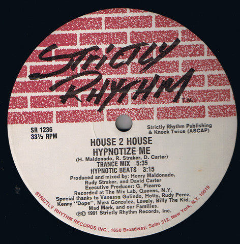 House 2 House : Hypnotize Me / I Wanna See You Dance (12")