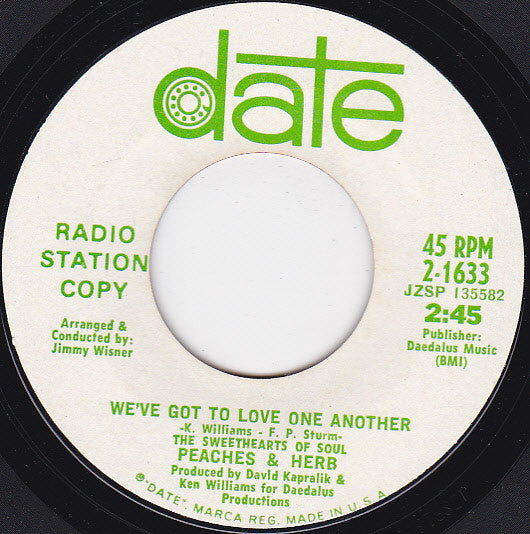 Peaches & Herb : So True / We've Got To Love One Another (7", Single, Promo, Styrene)