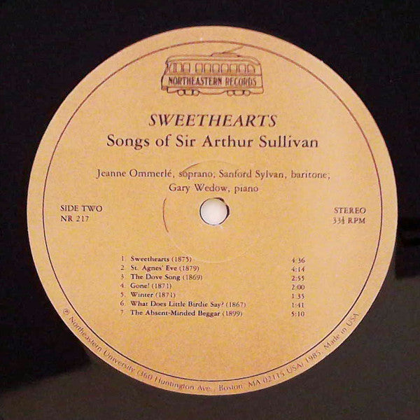 Sir Arthur Sullivan - Jeanne Ommerlé, Sanford Sylvan, Gary Wedow : Sweethearts (Songs Of Sir Arthur Sullivan) (LP, Album)