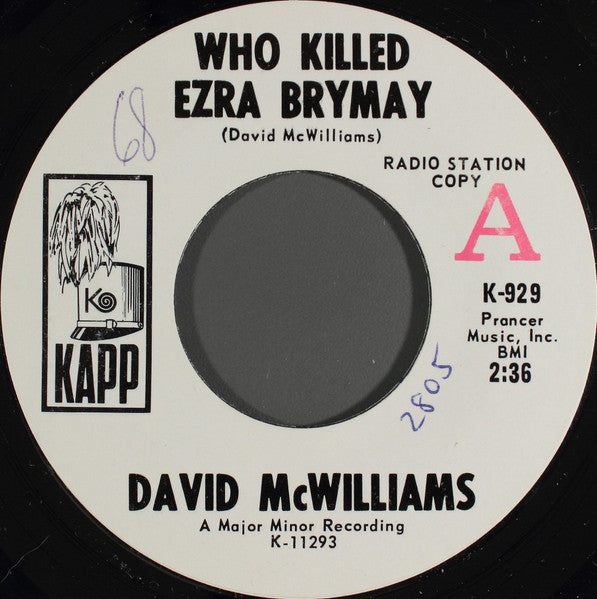 David McWilliams : Who Killed Ezra Brymay (7", Promo)