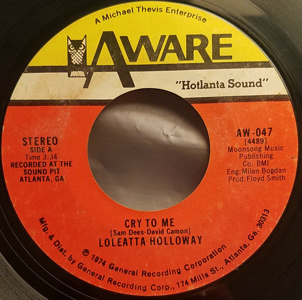 Loleatta Holloway : Cry To Me (7", Styrene)