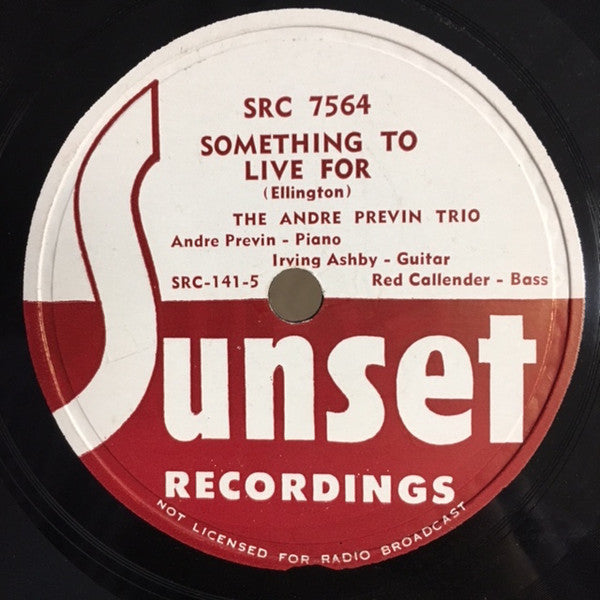 The André Previn Trio : Main Stem / Something To Live For (Shellac, 10")