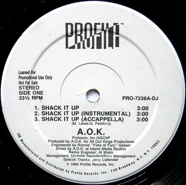 A.O.K. : Shack It Up (12", Promo)