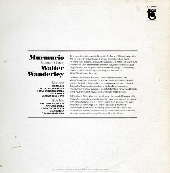 Walter Wanderley : Murmúrio (Murmur Of Love) (LP, Album)