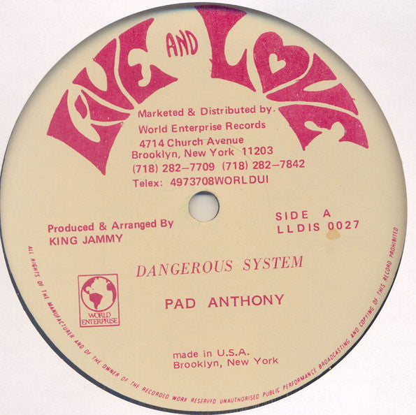 Pad Anthony / King Jammy All Stars : Dangerous System / Dangerous System (Version) (12")