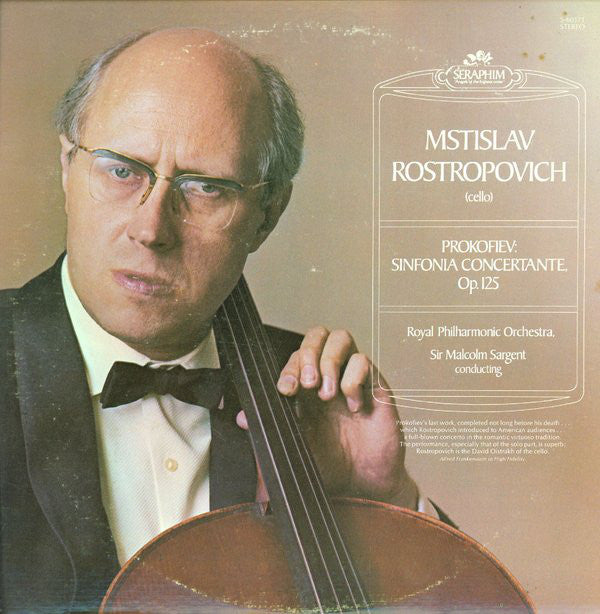 Mstislav Rostropovich, Sir Malcolm Sargent, Royal Philharmonic Orchestra* - Prokofiev* : Sinfonia Concertante, Op. 125 (LP, )