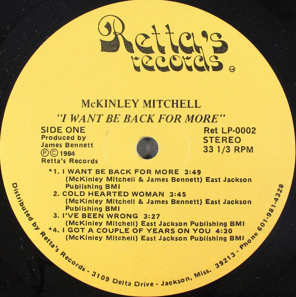McKinley Mitchell : I Won't Be Back For More (LP)