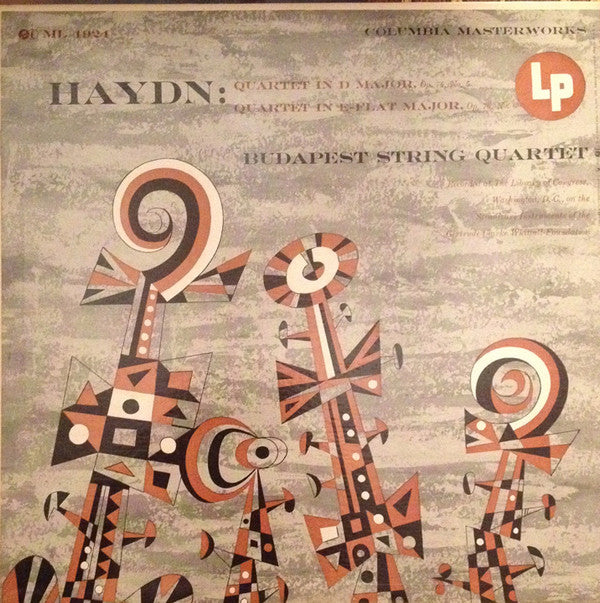 Haydn*, Budapest String Quartet : Quartet In D Major, Op. 76, No. 5 / Quartet In E-Flat Major, Op. 76, No. 6 (LP, Mono)