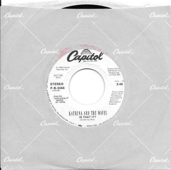 Katrina And The Waves : Is That It? (7", Single, Promo, Styrene, All)