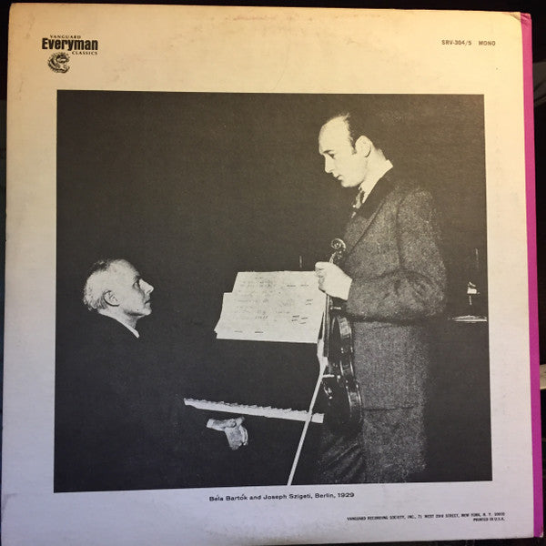 Joseph Szigeti & Béla Bartók : A Sonata Recital (2xLP, Album, Mono)