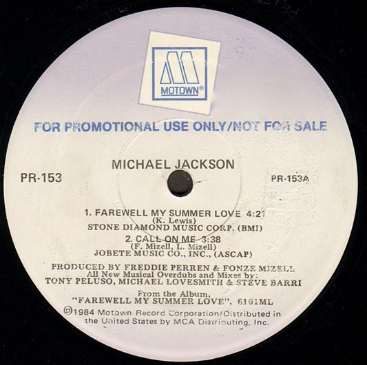 Michael Jackson / The Jackson 5 : Farewell My Summer Love / The Jackson 5 Motown Medley (12", Maxi, Promo)