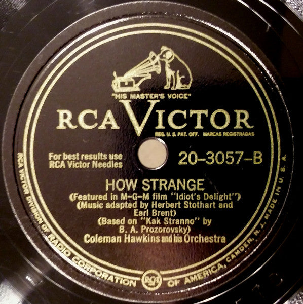 Coleman Hawkins And His Orchestra : April In Paris / How Strange (Shellac, 10")