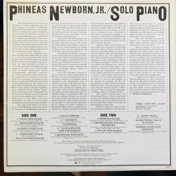 Phineas Newborn, Jr.* : Solo Piano (LP, Album, RI)