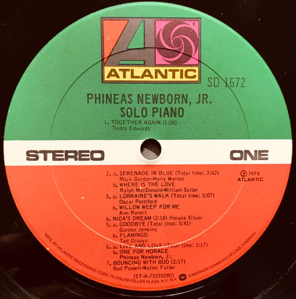Phineas Newborn, Jr.* : Solo Piano (LP, Album, RI)