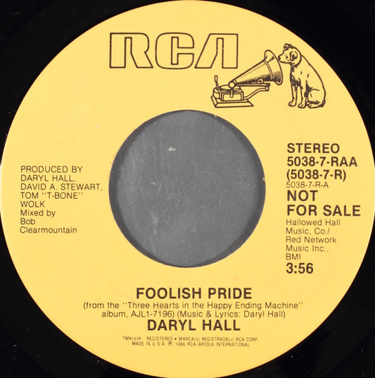 Daryl Hall : Foolish Pride (7", Promo)