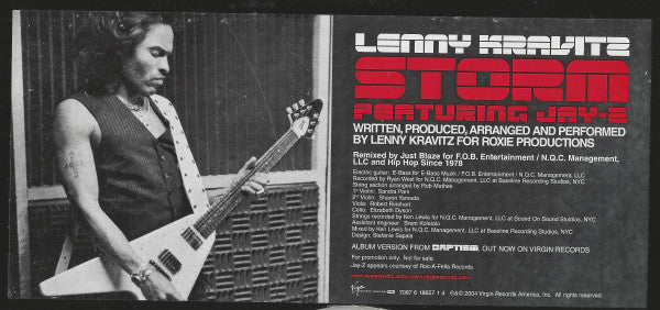Lenny Kravitz Featuring Jay-Z : Storm (12", Promo)