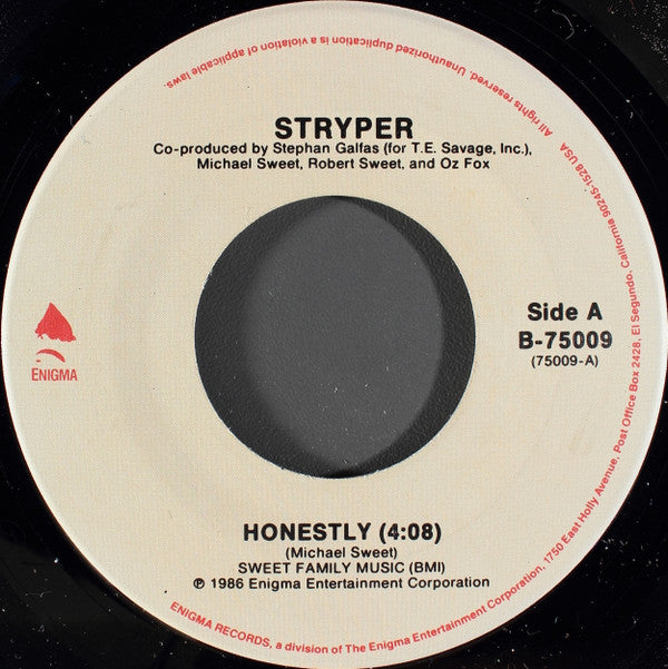 Stryper : Honestly (7", Single)