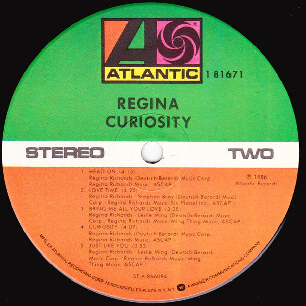 Regina (2) : Curiosity (LP, Album, Ind)