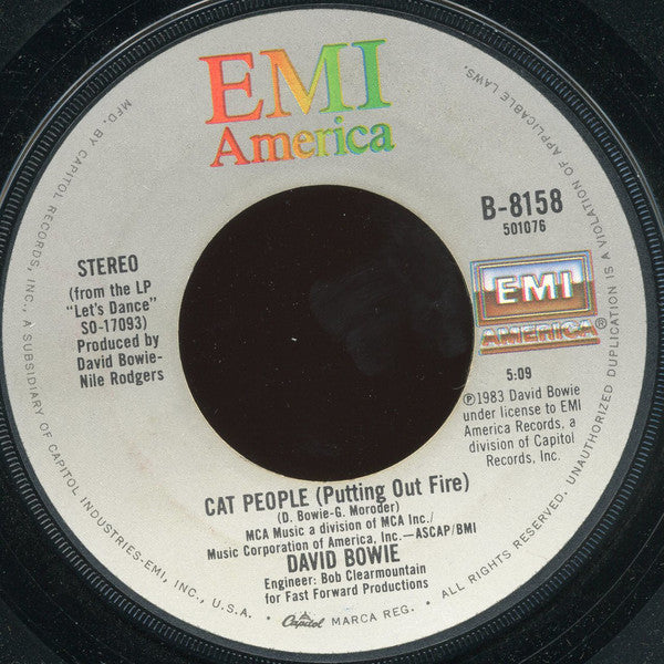 David Bowie : Let's Dance / Cat People (Putting Out Fire) (7", Single, Win)
