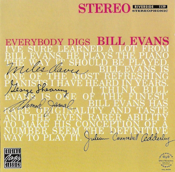 Bill Evans Trio* : Everybody Digs Bill Evans (CD, Album, Mono, RE, RM)