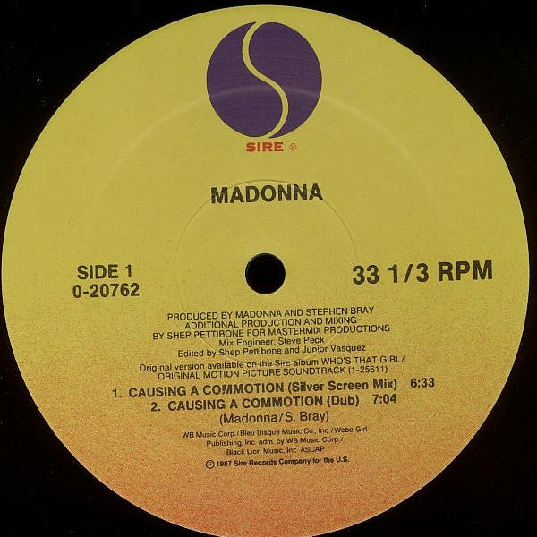 Madonna : Causing A Commotion (12", Maxi, Spe)