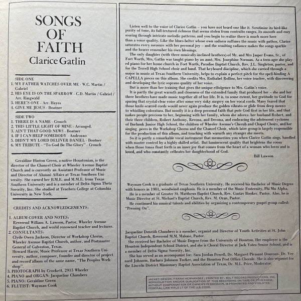 Clarice Gatlin : Songs Of Faith (LP, Album)