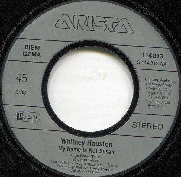 Whitney Houston : My Name Is Not Susan (7", Single, 5:3)