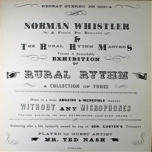 Norman Whistler & The Rural Rythm Masters Guest Artist Ted Nash (2) : Rural Rythm  (LP, Album)