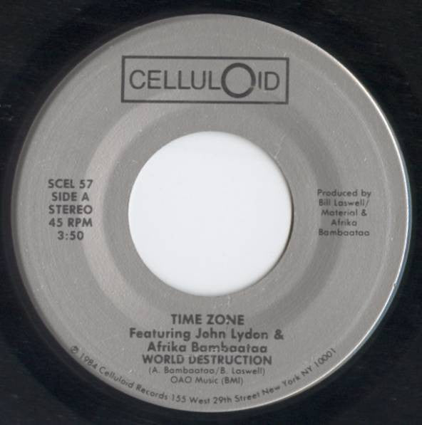 Time Zone Featuring John Lydon & Afrika Bambaataa : World Destruction (7", Single)