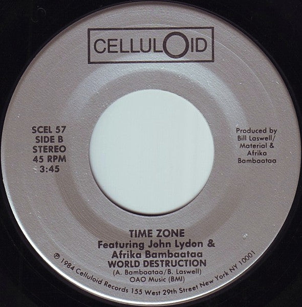 Time Zone Featuring John Lydon & Afrika Bambaataa : World Destruction (7", Single)