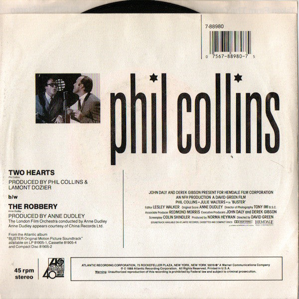 Phil Collins : Two Hearts (7", Single, SP )