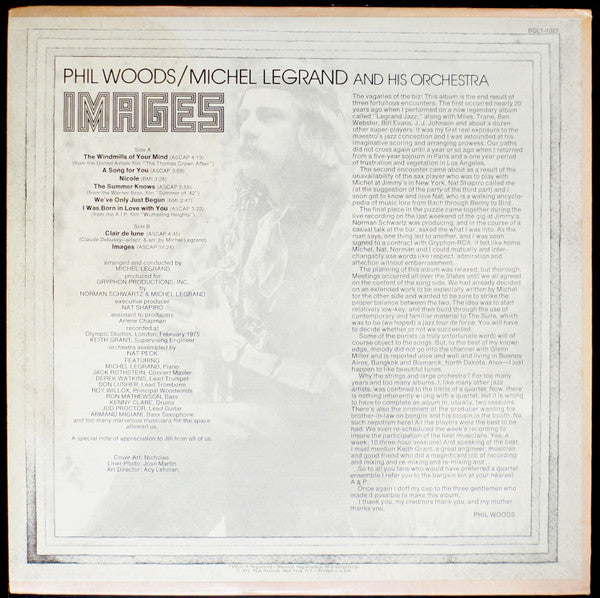 Phil Woods / Michel Legrand Et Son Orchestre : Images (LP, Album)
