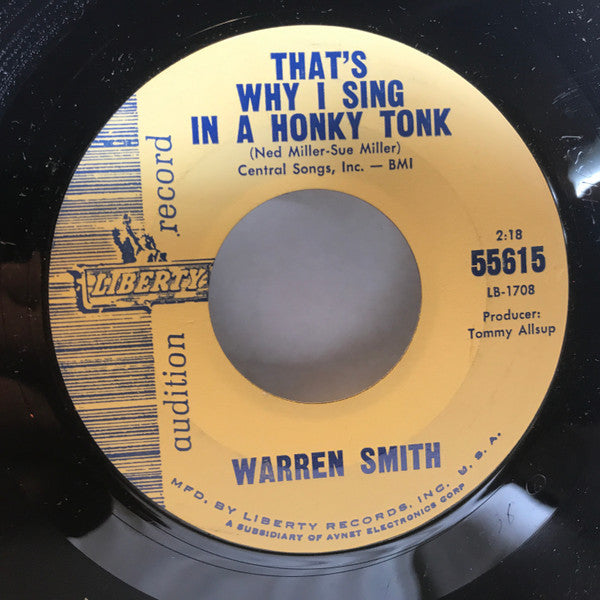 Warren Smith (3) : Big City Ways / That's Why I Sing In A Honky Tonk (7", Promo)
