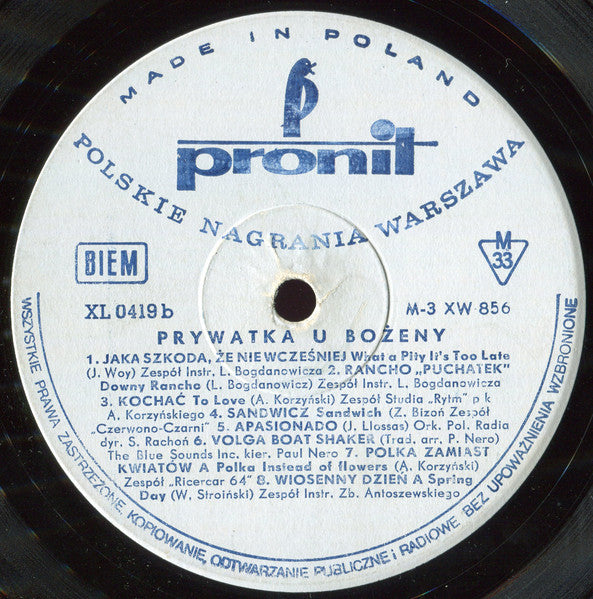 Various : Prywatka U Bożeny (LP, Album, Comp, Mono)
