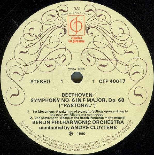 Ludwig van Beethoven, André Cluytens, Berliner Philharmoniker : Symphony No.6 In F - 'Pastoral' (LP)