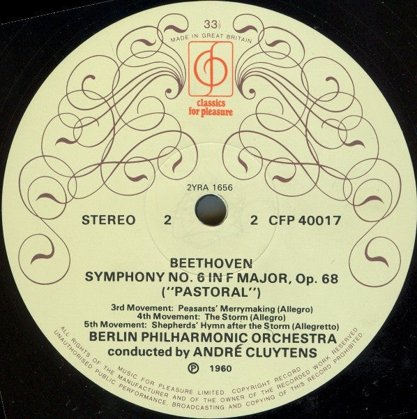 Ludwig van Beethoven, André Cluytens, Berliner Philharmoniker : Symphony No.6 In F - 'Pastoral' (LP)