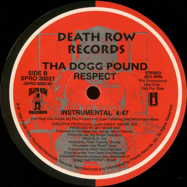 Tha Dogg Pound : Respect (12", Single, Promo)