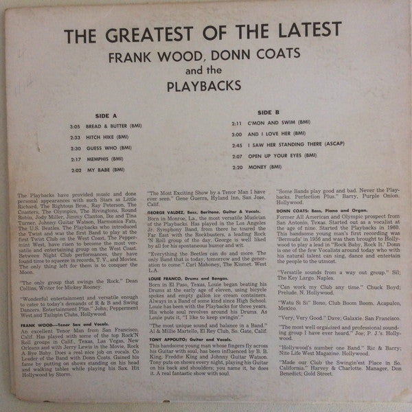 Frank Wood (4), Donn Coats And The Playbacks* : The Greatest Of The Latest (LP, Album)