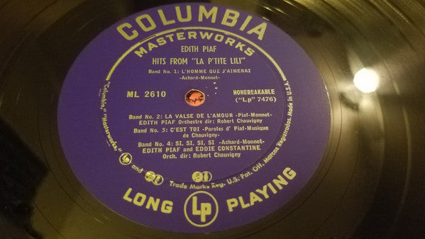 Edith Piaf With Orchestra Directed By Robert Chauvigny : Hits From "La P'tite Lili" (10", RP)