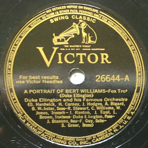 Duke Ellington And His Famous Orchestra* : A Portrait Of Bert Williams / Bojangles (Shellac, 10", Cam)