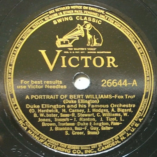 Duke Ellington And His Famous Orchestra* : A Portrait Of Bert Williams / Bojangles (Shellac, 10", Cam)