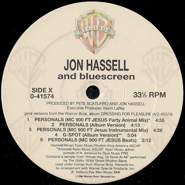 Jon Hassell And Bluescreen : Personals (12", Maxi)