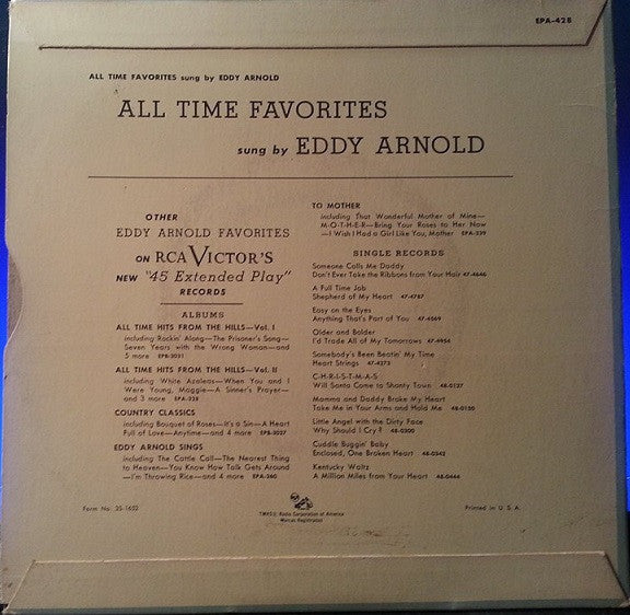 Eddy Arnold : All Time Favorites Vol. 1 (7", EP)