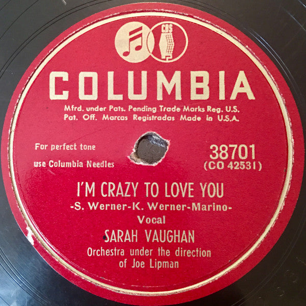 Sarah Vaughan : I'm Crazy To Love You / Summertime (Shellac, 10")