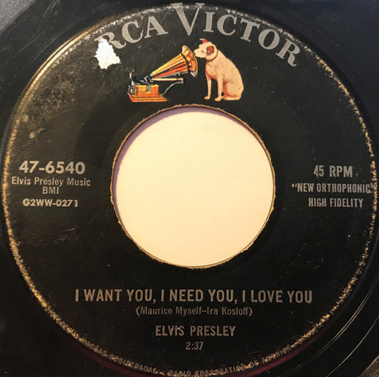 Elvis Presley : I Want You, I Need You, I Love You / My Baby Left Me  (7", Single)