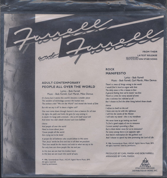 Farrell And Farrell : People All Over The World (7", Single, Promo)