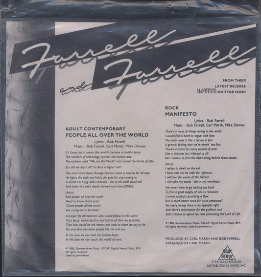 Farrell And Farrell : People All Over The World (7", Single, Promo)
