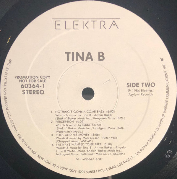 Tina B : Tina B (LP, Album, Promo)