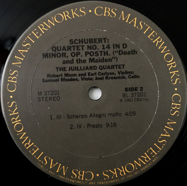 Schubert*, Juilliard Quartet* : Quartet No.14 Death And The Maiden (LP, Album)