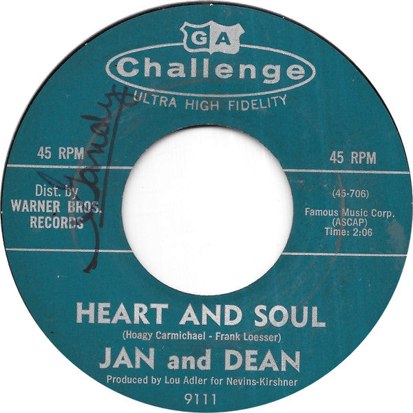 Jan & Dean : Heart And Soul / Midsummer Night's Dream (7", Mono, Styrene, Mon)